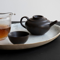 三宅家日式粗陶下午茶茶壶 长嘴复古单人版茶壶茶杯 家用茶具套装