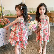女童韩版时髦碎花吊带裙2024年夏季新款宝宝气质度假风甜美连衣裙