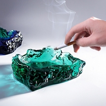 日式轻奢瀚海玻璃烟灰缸摆件创意高档透明烟缸个性茶几客厅装饰品