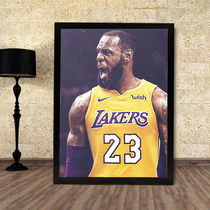 篮球NBA球星湖人勒布朗·詹姆斯海报画框体育商店装饰画挂画壁画