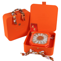橙色手提燕窝礼盒包装盒高档海参西洋参石斛通用礼品盒皮盒空盒子