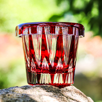 七宝切子创意玻璃杯带盖 手工雕花水晶玻璃酒杯 实用情侣礼物杯子