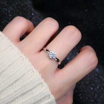 仿真钻石假戒指女80分日韩小众设计冷淡风六爪锆石潮简约求婚结婚
