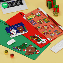 LINE布朗熊圣诞系列鼠标垫超大号加厚防滑电脑桌垫子女游戏办公