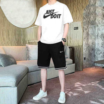 Nike耐克运动套装男2024夏季新款运动服宽松短袖透气五分裤两件套