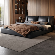 拉芙菲 意式极简真皮床轻奢主卧大床现代简约实1.8米木双人床软包