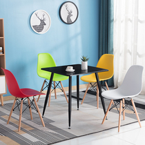 北欧洽谈接待会客桌椅组合时尚简约家用实木小圆桌咖啡奶茶店椅子