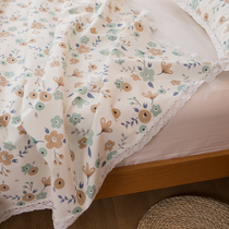 苏浅 带花边纯棉加厚老粗布床单单件夏季清爽棉麻被单1.21.51.8米