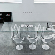 公司创意时尚办公会议桌 玻璃接待洽谈桌 白色长桌 6-10人会客桌