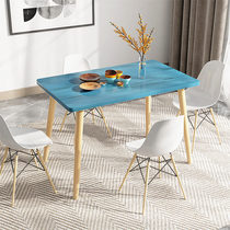 北欧餐桌家用小户型客厅现代简约轻奢桌子长方形实木腿桌椅组合