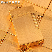 法国ghorse正品男朗声打火机定制防风充气复古超薄个性纯黄铜砂轮