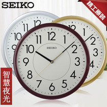 14英寸日本SEIKO精工挂钟 夜光时尚简约个性静音客厅创意石英钟