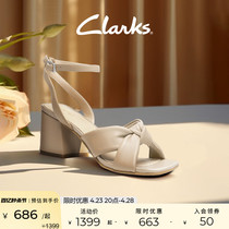 Clarks其乐女鞋纯粹女鞋一字带粗跟复古凉鞋高跟凉鞋单鞋女婚鞋