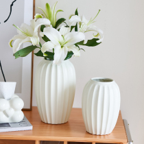 陶瓷花瓶摆件客厅插鲜花高级感网红复古美式白色干花陶罐玫瑰餐桌