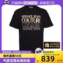 【自营】Versace/范思哲24春夏新款男士短袖T恤圆领烫金印花男装