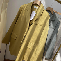 韩版单件设计感单排扣西装外套翻领长袖百搭上衣时尚休闲洋气