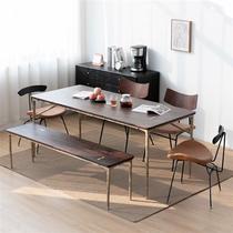 新品餐桌北欧轻奢工业风复古简约现代小户型橡木椅组合家具 长凳1