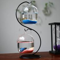 悬挂式透明斗鱼缸 桌面小型水族箱迷你金鱼缸玻璃创意生态鱼缸