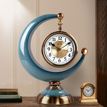 美式钟表石英轻奢座钟摆件客厅坐钟时钟创意台式高端家用台钟摆钟