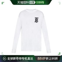 【99新未使用】香港直邮BURBERRY 男裝白色标识图案长袖T恤 (K184