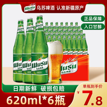 新疆原产绿乌苏620ml*6瓶夺命大乌苏啤酒瓶装整箱新鲜原浆高浓度