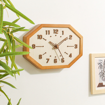 MJK钟表简约现代实木日式挂钟客厅家用时尚静音创意时钟挂墙个性