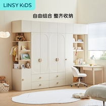 儿童衣柜卧室家用新款2023爆款女孩实木宝宝衣橱一体组合转角书桌