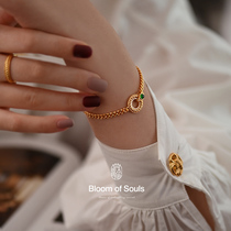 《抹茶甜圈》原创设计S925纯银绿玛瑙轻奢复古法式手链麻花高级感