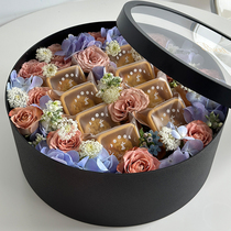 中秋月饼鲜花礼盒创意水晶开窗圆形水果礼盒送长辈空盒diy礼物盒