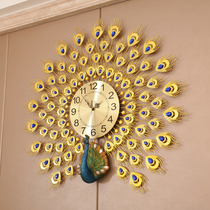 夜光孔雀挂表钟表挂钟客厅家用时尚静音现代大气装饰个性创意时钟