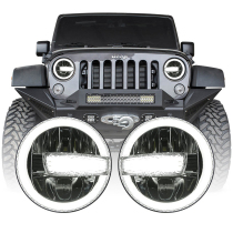 适用于牧马人JK7寸水晶灯LED前大灯日间行车灯泡jeep个性改装大灯