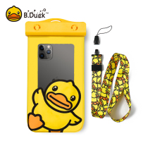 B.Duck小黄鸭手机防水袋可触屏游泳专用挂脖触摸挂绳拍照手机套