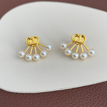 奥米迪奥扇形珍珠cd字母耳钉法式轻奢简约高级感两戴耳环小众设计