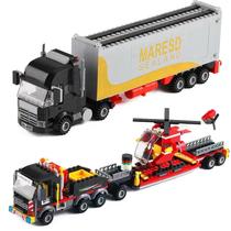 城市挖土机运输工程货车大卡车男孩拼装汽车积木模型儿童玩具