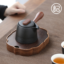 记今朝《黑陶》日式复古侧把壶陶瓷泡茶壶单壶功夫茶具盖碗泡茶器