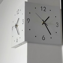网红转角双面挂钟家用客厅现代简约拐角创意时钟挂墙阳角装饰钟表