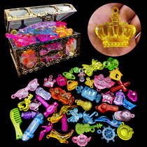 儿童宝石玩具女孩七彩珠宝珠子小玩具水晶石宝藏箱钻石玩具水晶