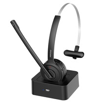 MPOW M5 PRO话务员电话耳机客服耳麦头戴式降噪蓝牙耳机充电底座