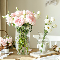 花瓶摆件客厅插花北欧ins风玻璃透明鲜花水养创意喇叭口桌面大口