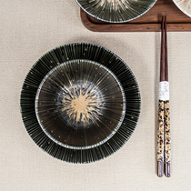 日本进口美浓烧千段十草陶瓷餐具日式家用高级感菜盘深盘意面盘子