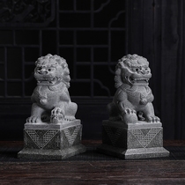 青石居家北京狮家家用办公室镇宅风水石狮子门头狮献瑞兽摆件石雕