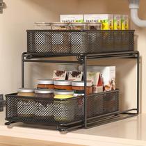 厨房置物架家用收纳架多功能台面抽拉调料架橱柜内转角多层大容量