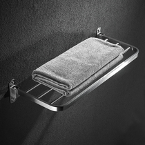 不锈钢毛巾挂架免打孔浴室浴巾置物架卫生间单层折叠毛巾架浴巾架