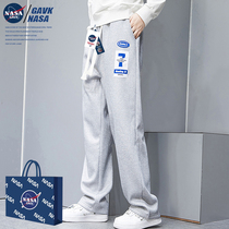 NASA GAVK2023新品男女同款潮流运动情侣加绒加厚潮牌束脚卫裤男
