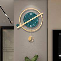 轻奢挂钟现代北欧风新款家用静音挂表时尚创意免打孔挂式客厅钟表