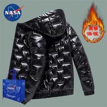 NASA潮牌2023年新款加厚羽绒棉衣男潮韩版冬季亮面外套棉服男大码