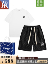 MLB&NY刺绣休闲运动服套装男夏季新款短裤宽松短袖T恤两件套潮ins
