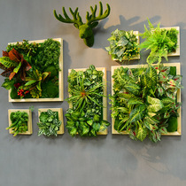 仿真绿植墙面植物多肉装饰假花墙壁酒店相框挂饰餐厅鹿头壁挂墙饰