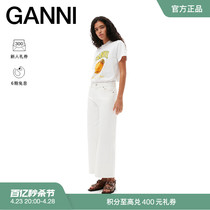 【明星同款】GANNI女装 桃子印花白色圆领宽松短袖T恤衫 T3529151