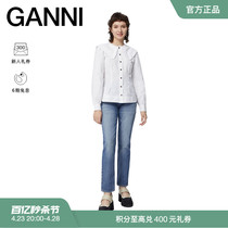 【明星同款】GANNI女装 法式娃娃领修身上衣白色衬衫 F5500151